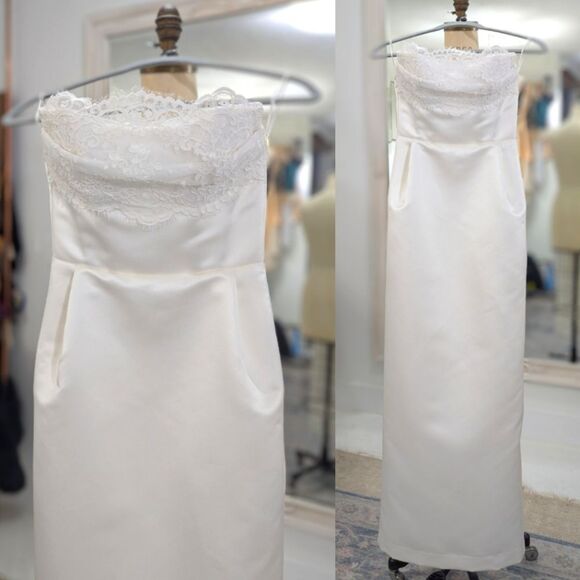 Custom Chantilly Column Wedding Gown - Picture 7 of 7